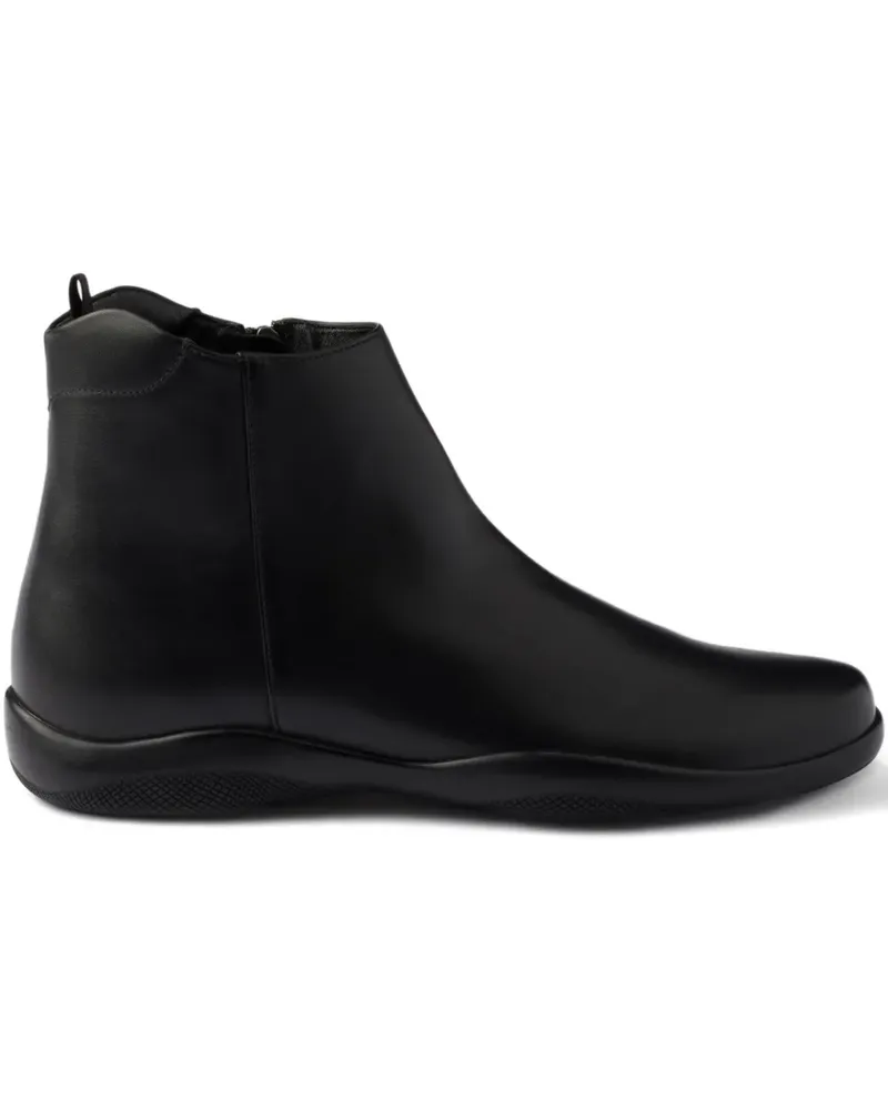 Prada Knöchelhohe Lederstiefel - Schwarz Schwarz