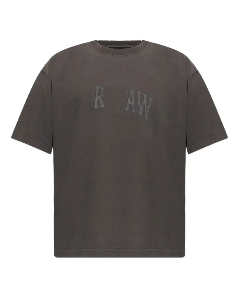 MISBHV logo-print distressed T-shirt - Grau Grau