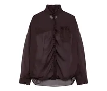 Semi-transparente Rüschenbluse - Braun