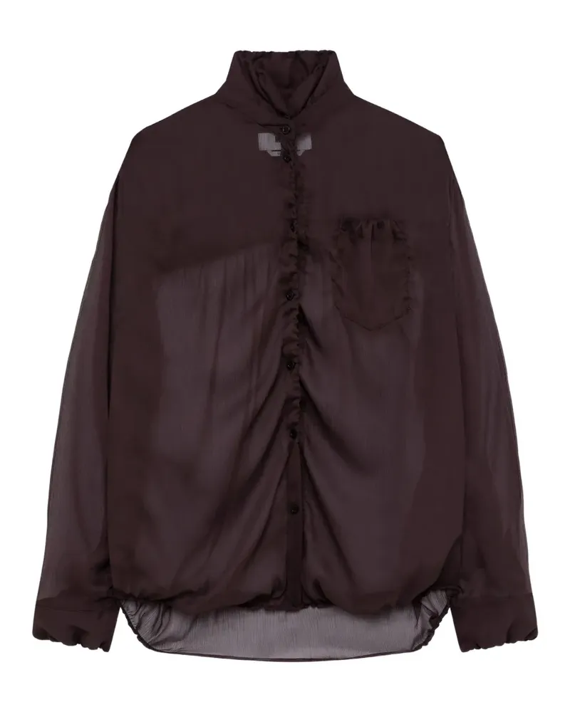 MSGM Semi-transparente Rüschenbluse - Braun Braun