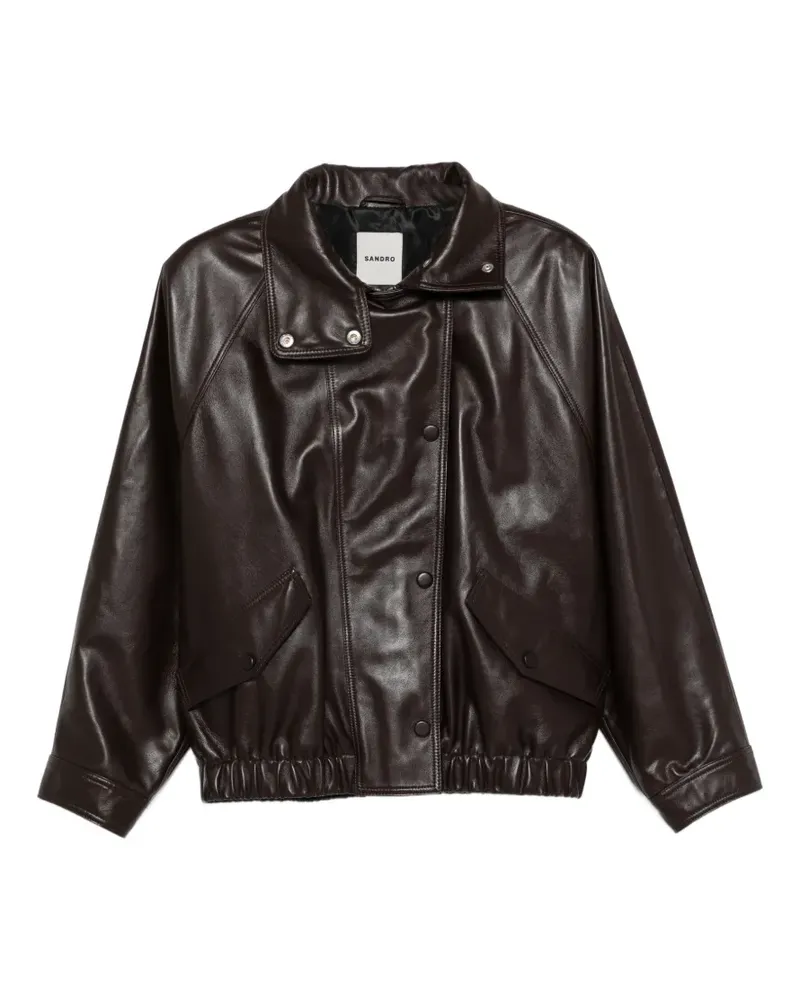 Sandro Oversized-Lederjacke - Braun Braun