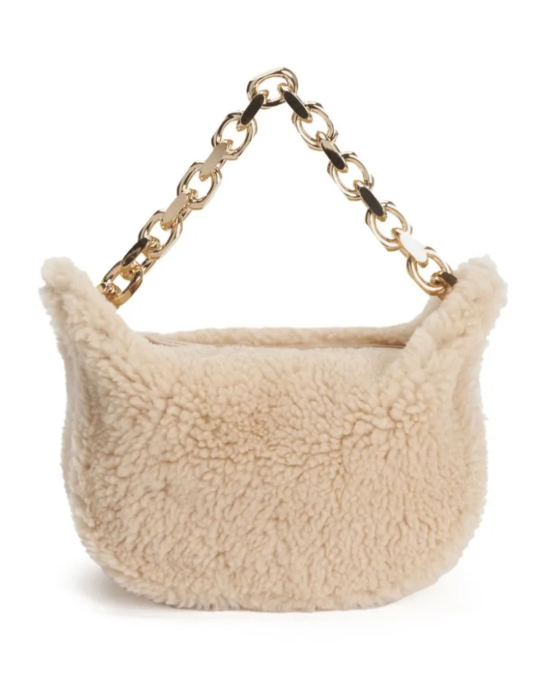 Fabiana Filippi Kleine Shearling-Schultertasche - Nude Nude