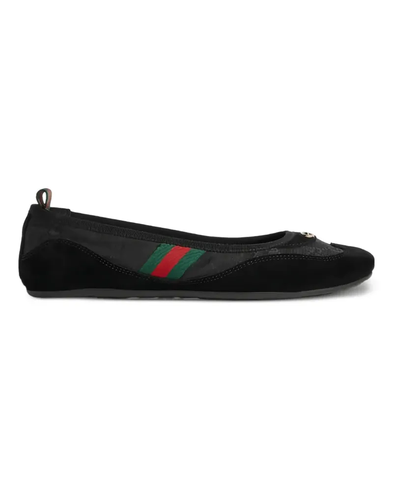 Gucci Gestreifte Ribbon Ballerinas - Schwarz Schwarz