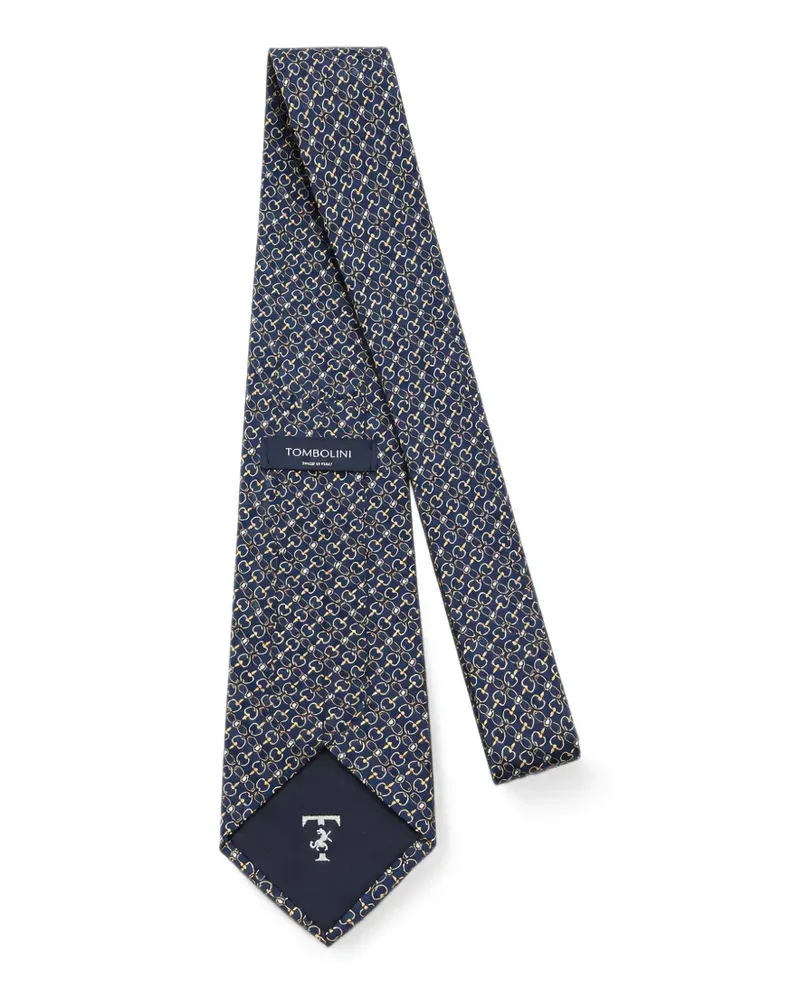 Tombolini Seidenkrawatte mit Horsebit-Print - Blau Blau