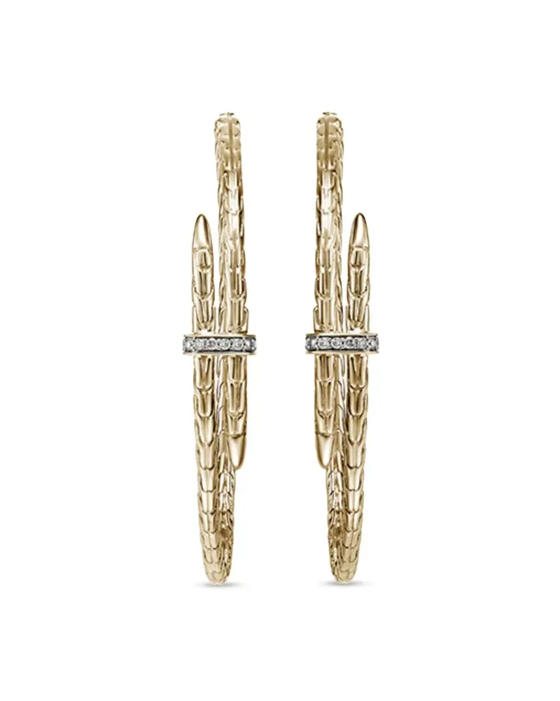 John Hardy Große 14kt Spear Goldcreolen mit Diamanten Gold