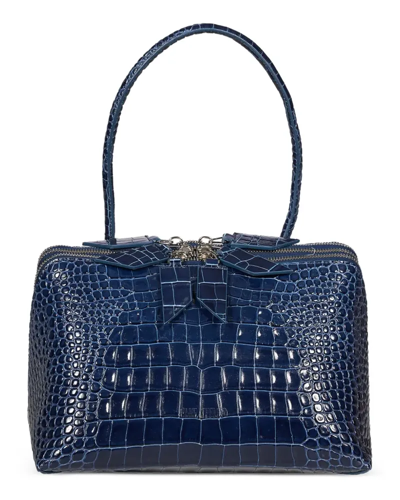 ATTICO L'Altra di Milano Tote Bag aus Leder mit Kroko-Effekt - Blau Blau