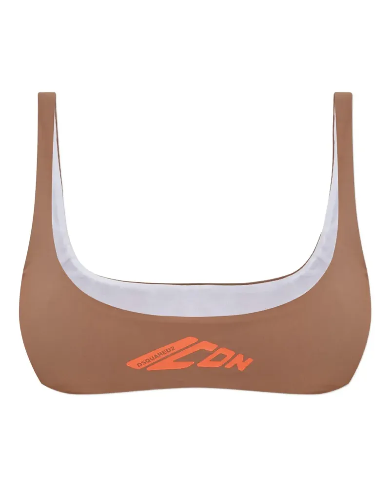 Dsquared2 Bikinioberteil mit Logo-Print - Braun Braun