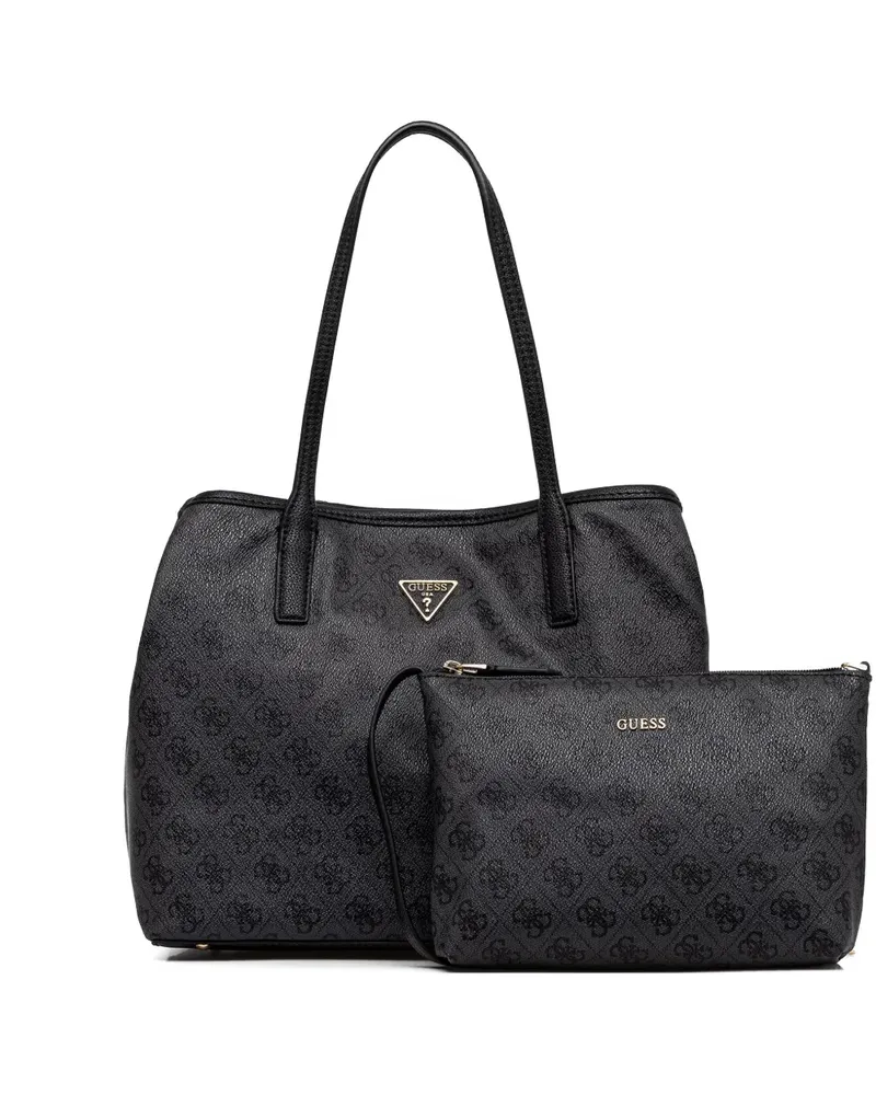 Guess Victtoria monogram-pattern pouch-detail tote bag - Schwarz Schwarz