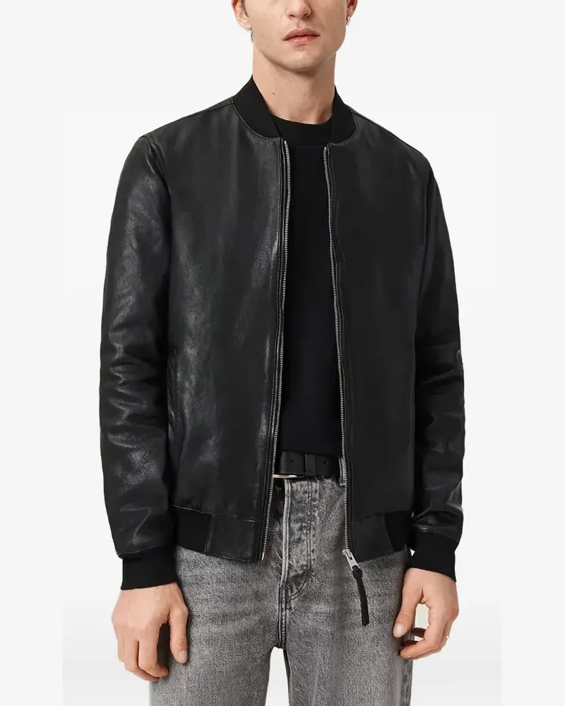 AllSaints zip-up leather bomber jacket - Schwarz Schwarz