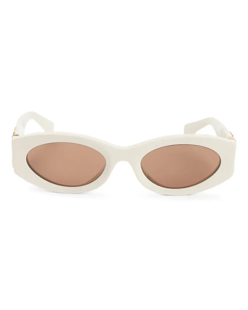 Miu Miu Ovale Sonnenbrille mit Logo-Detail - Weiß Weiß