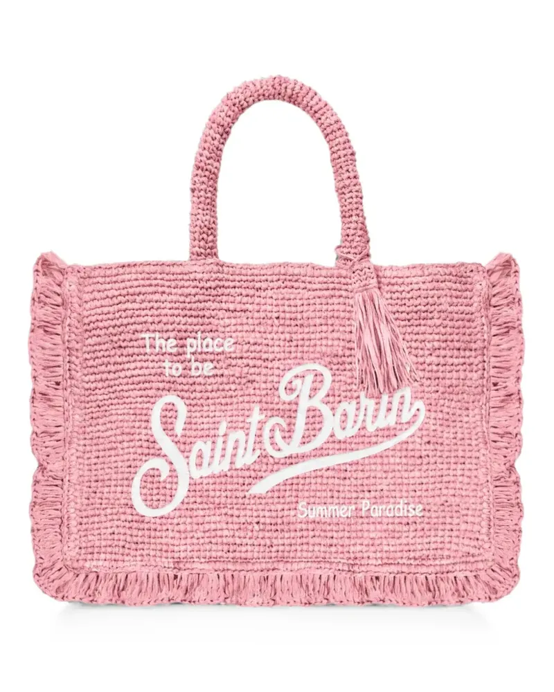 MC2 Saint Barth mini Voalnt fringed raffia tote bag - Rosa Rosa