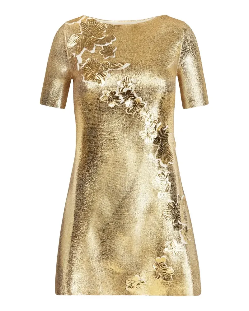Oscar de la Renta Foil Cherry Blossom dress - Gold Gold