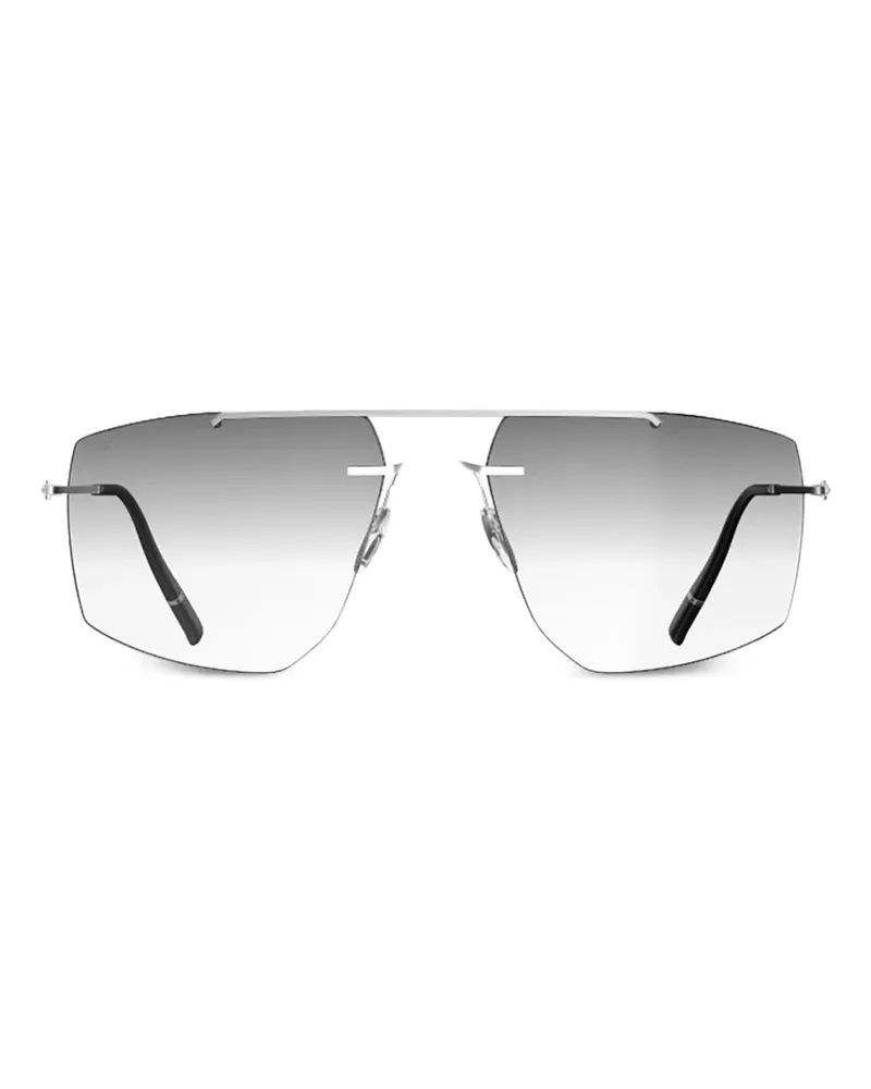 Silhouette geometric-frame double-bridge glasses - Silber Silber