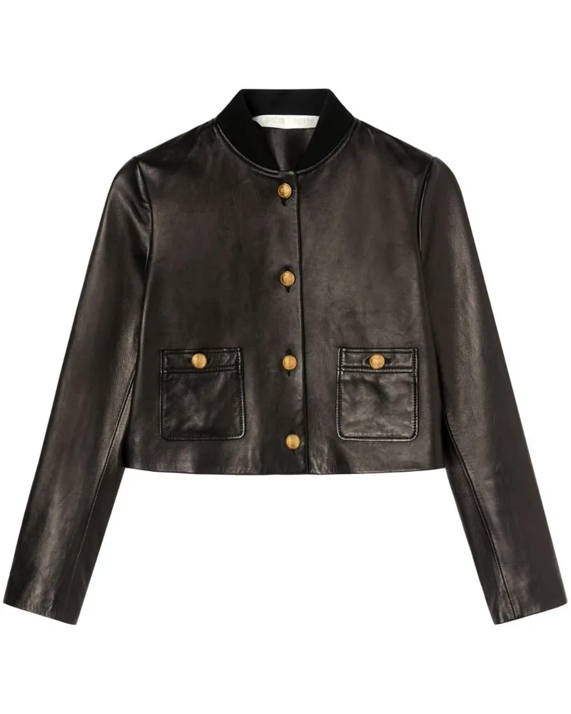 Palm Angels Cropped-Jacke aus Leder - Schwarz Schwarz