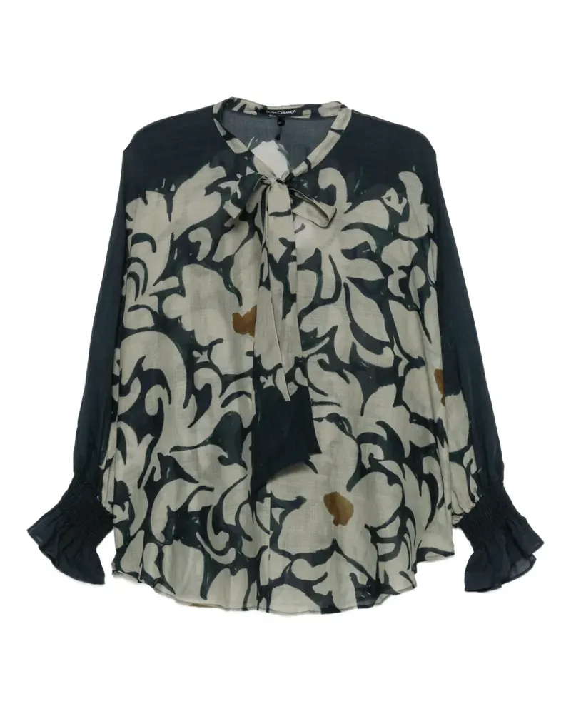 Luisa Cerano floral-print pussy-bow blouse - Blau Blau