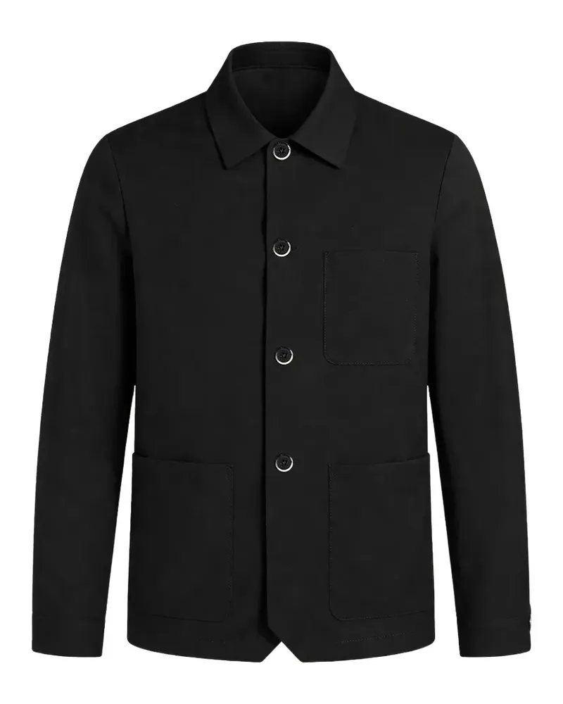 BARENA button-up patch-pocket overshirt - Schwarz Schwarz