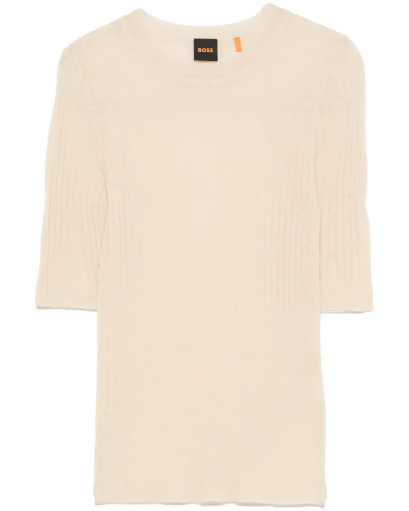 HUGO BOSS Fein geripptes T-Shirt - Nude Nude