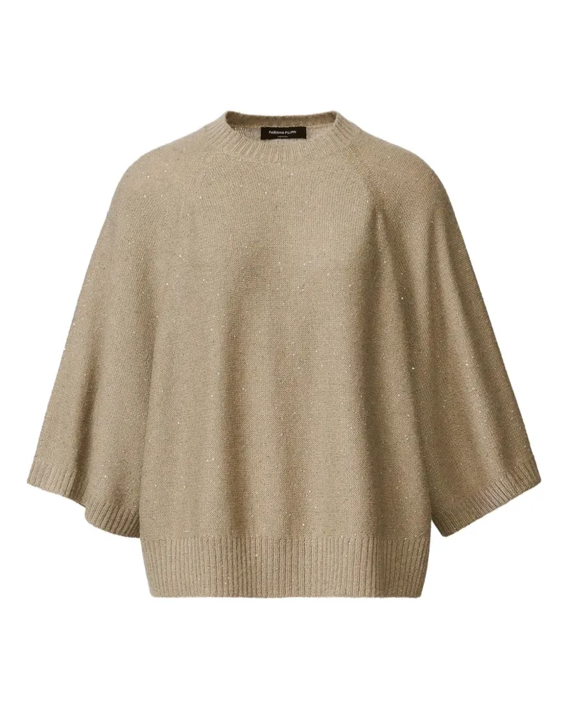 Fabiana Filippi Paillettenverzierter Pullover mit Raglanärmeln - Nude Nude