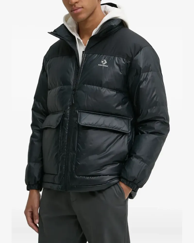 Converse logo-detail padded jacket - Schwarz Schwarz