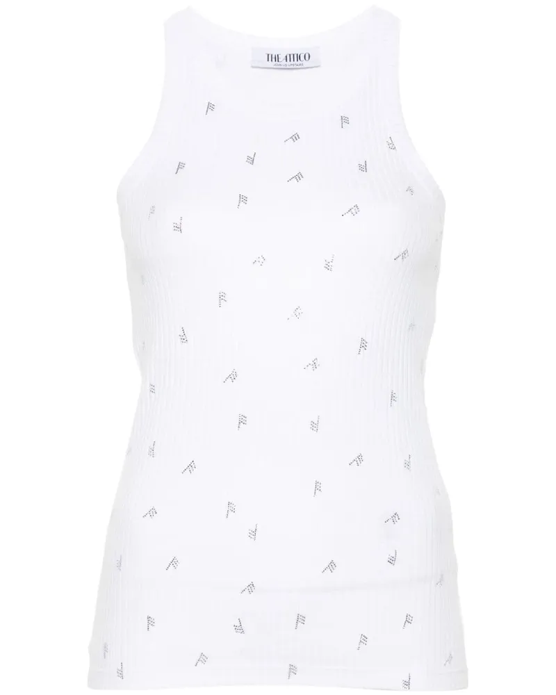ATTICO Tanktop mit Strass-Logo - Weiß Weiß