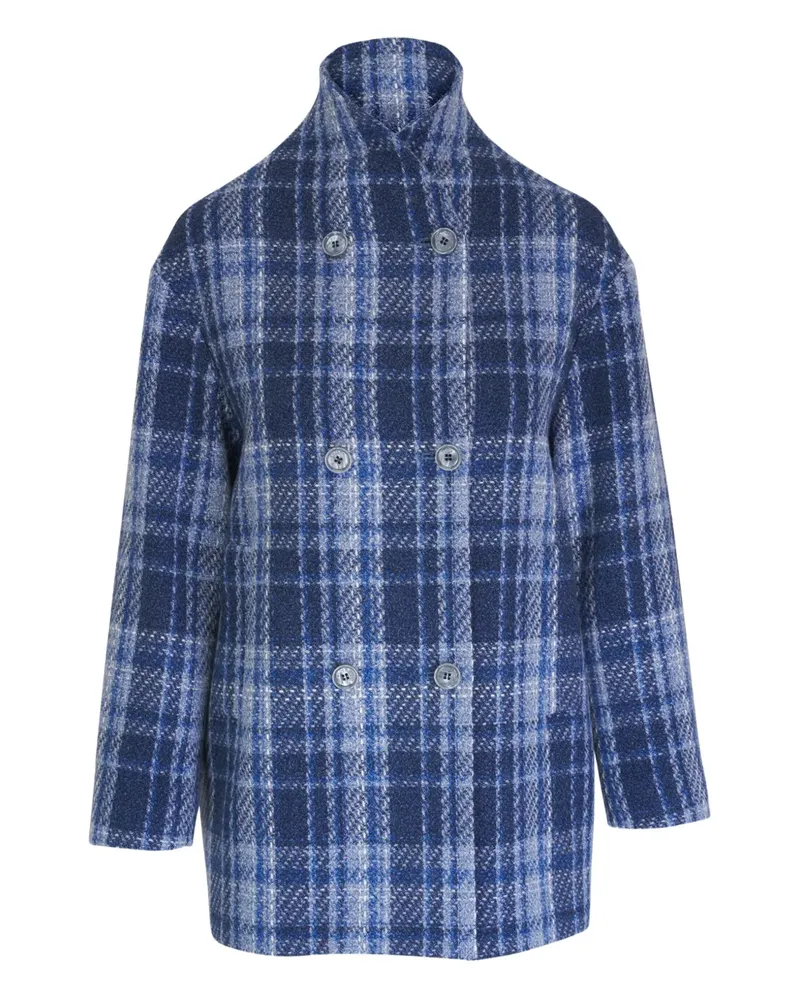 Kiton Karierter Mantel - Blau Blau