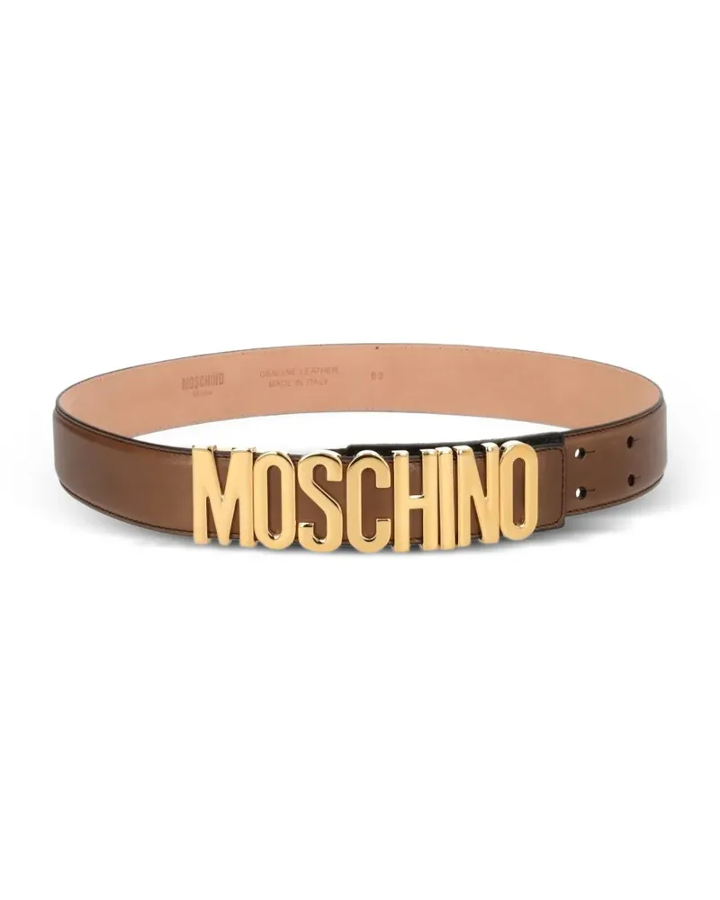 Moschino logo-buckled leather belt - Braun Braun