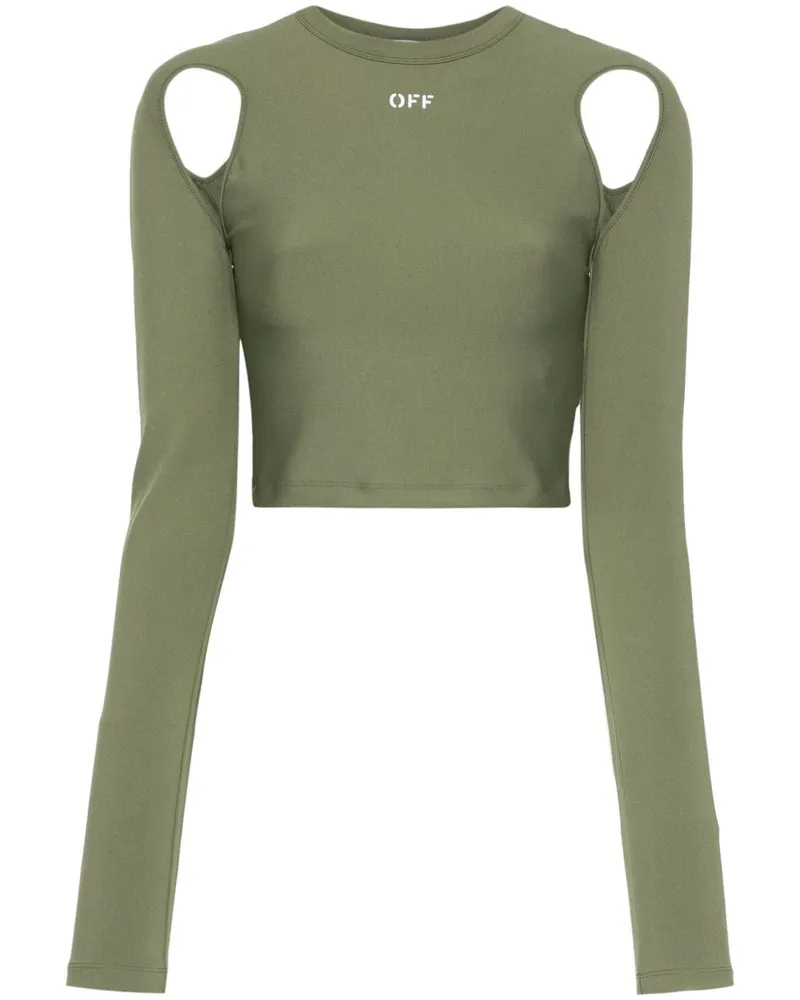 OFF-WHITE Cropped-Oberteil mit Logo-Print - Grün Grün