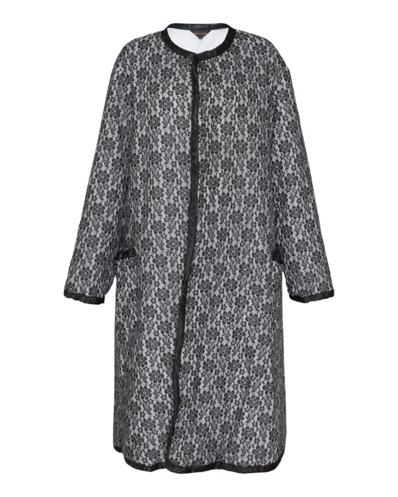 Comme des Garçons Langer Mantel mit Spitzen-Overlay - Schwarz Schwarz