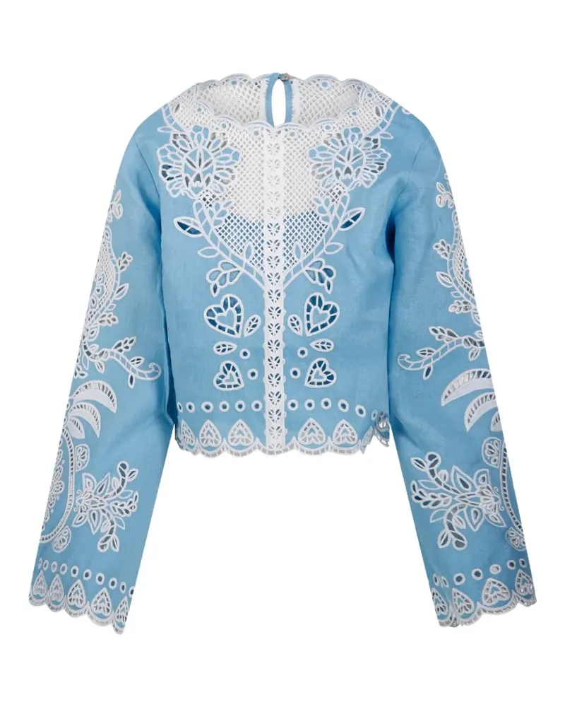 FARM Rio Langärmelige Bluse mit Cut-Out - Blau Blau