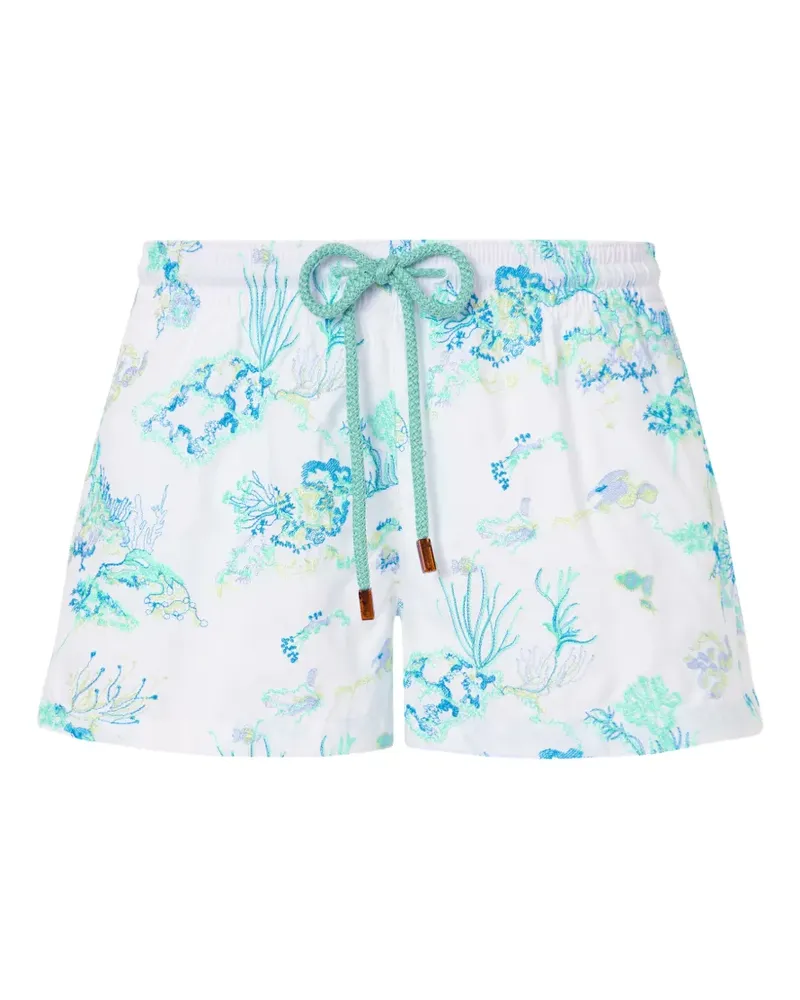 Vilebrequin Badeshorts mit Korallenstickerei - Weiß Weiß