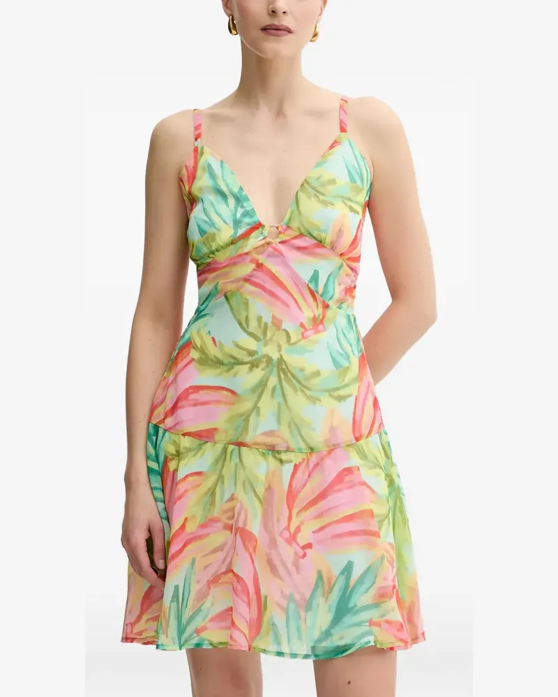 Morgan tropical-print tiered mini dress - Grün Grün