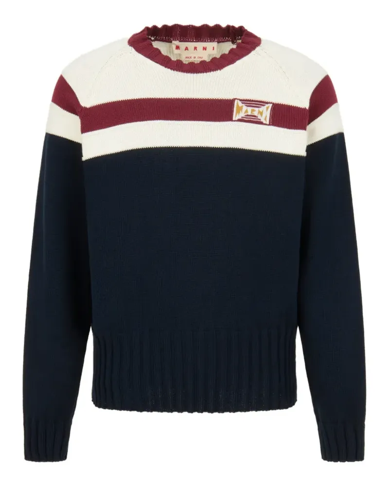 Marni colour-block striped cotton sweatshirt - Blau Blau