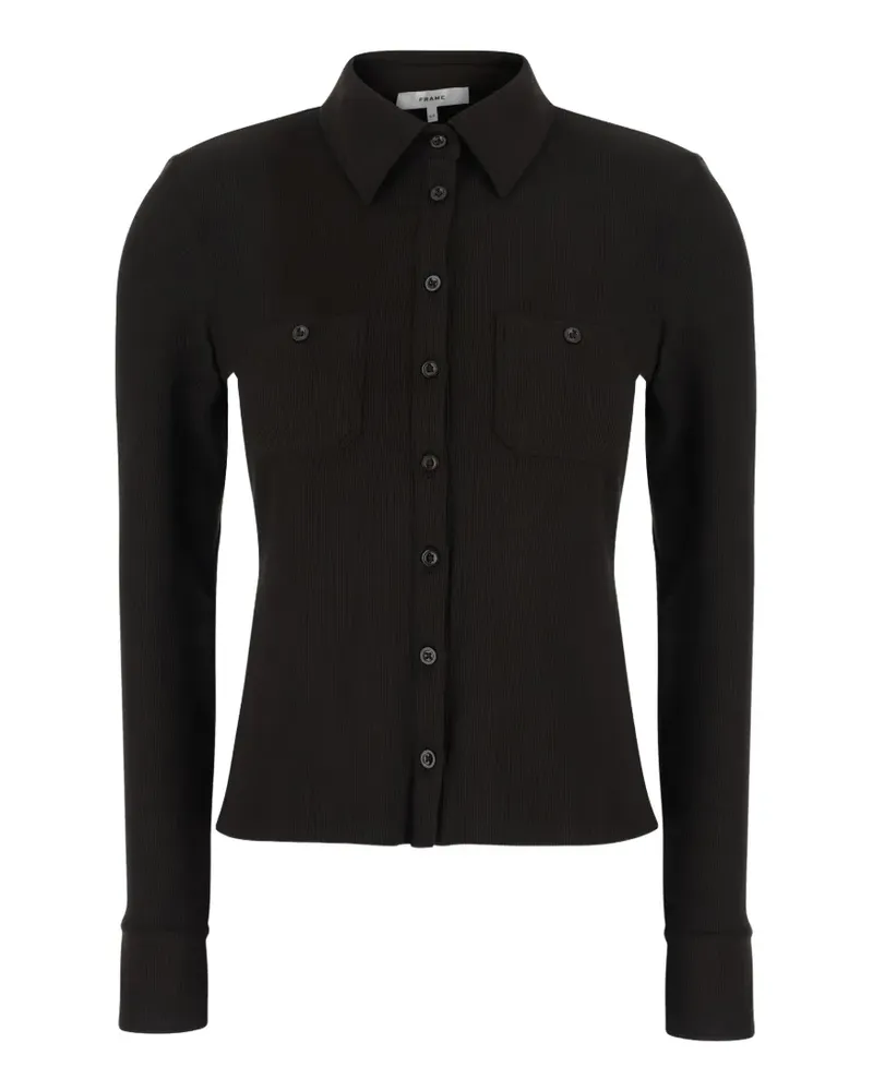 Frame Denim ribbed-knit button-up cardigan - Schwarz Schwarz