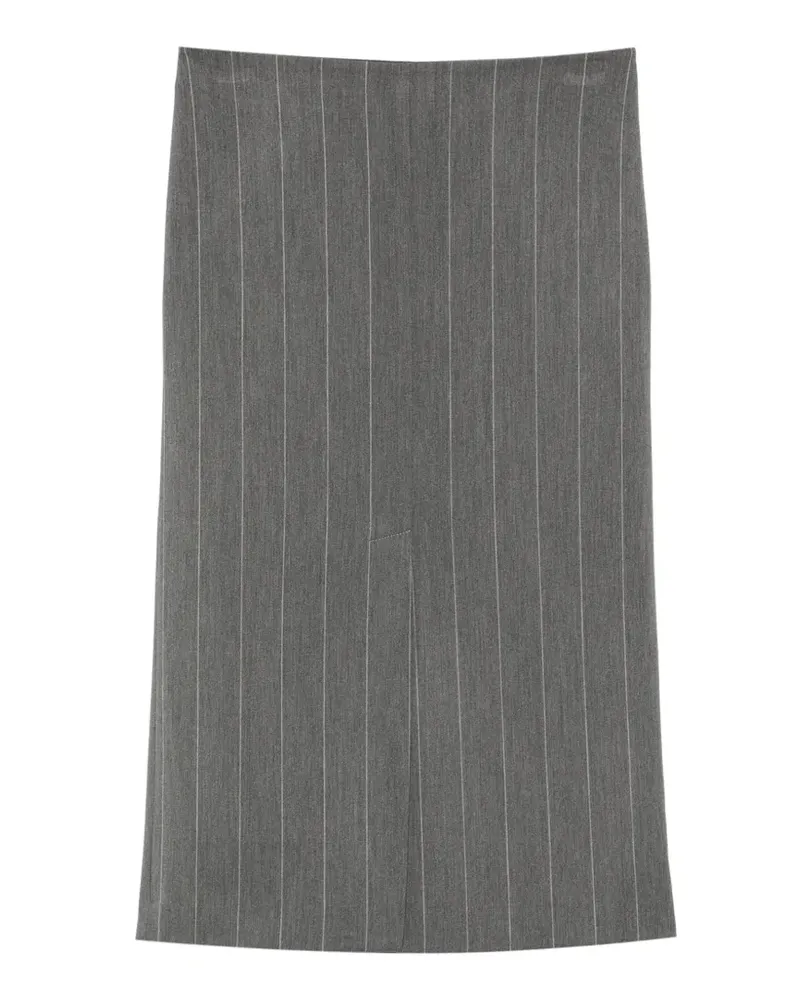 VICOLO pinstripe-pattern front-slit midi skirt - Grau Grau