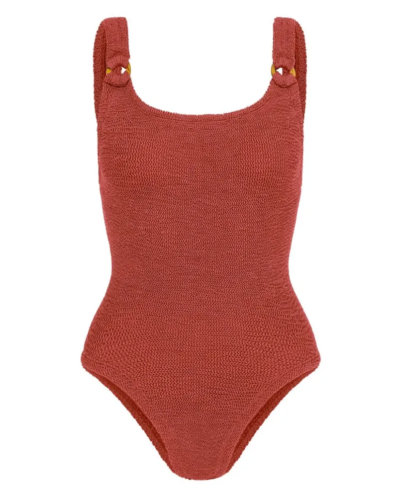 Hunza G Domino Badeanzug in Knitteroptik - Rot Rot
