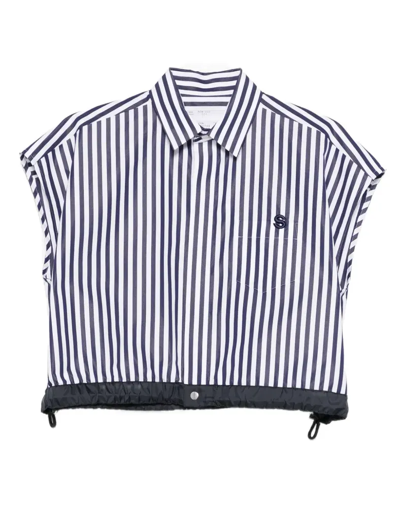 Sacai striped short sleeve shirt - Weiß Weiß