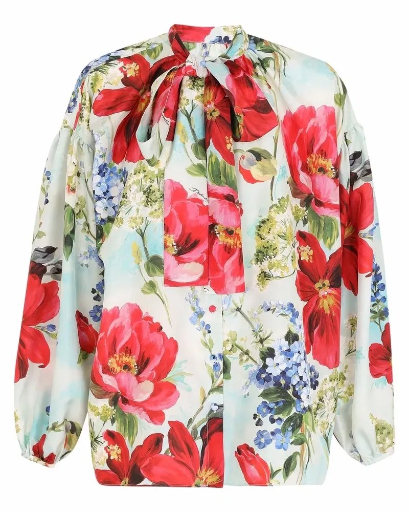 Dolce & Gabbana Hemd mit Blumen-Print - Blau Blau
