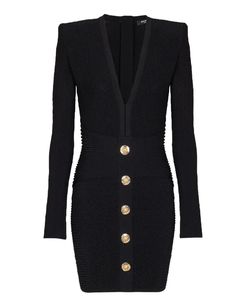 Balmain Geripptes Kleid - Schwarz Schwarz