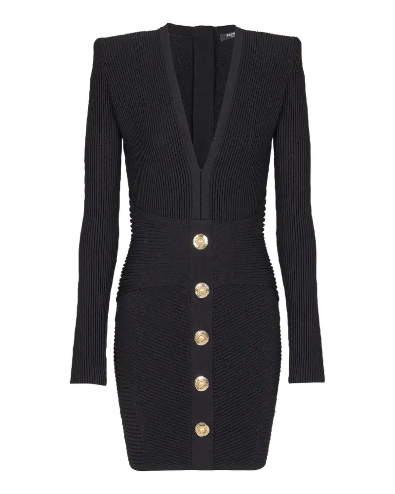 Balmain Geripptes Kleid - Schwarz Schwarz