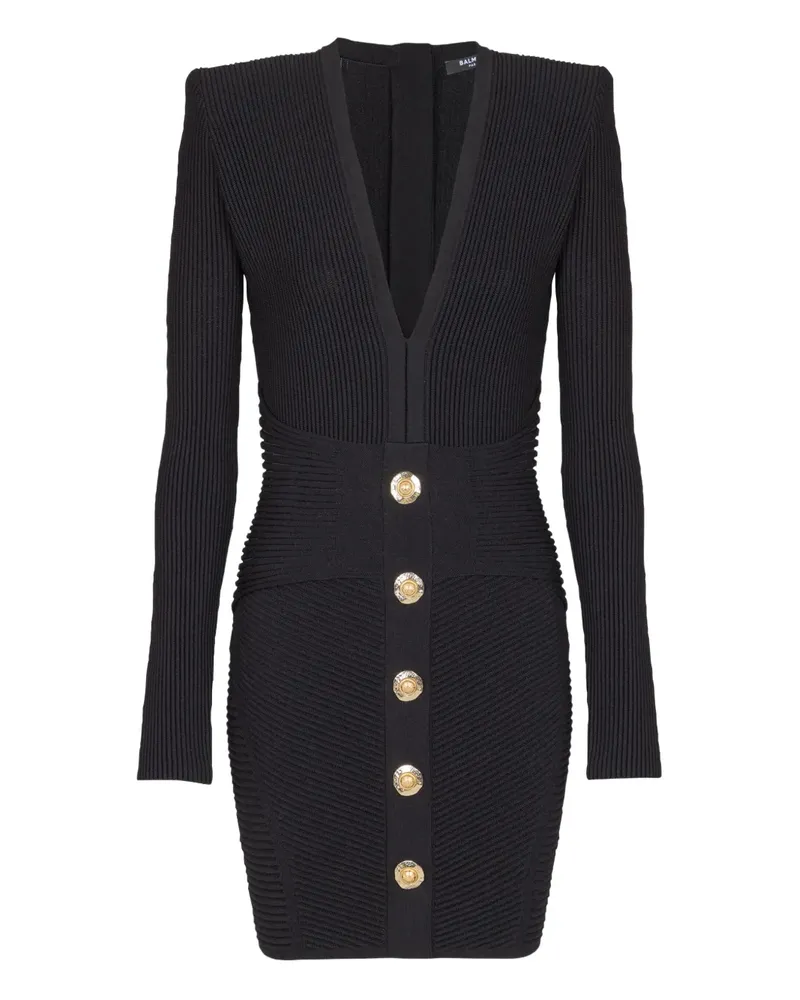 Balmain Geripptes Kleid - Schwarz Schwarz