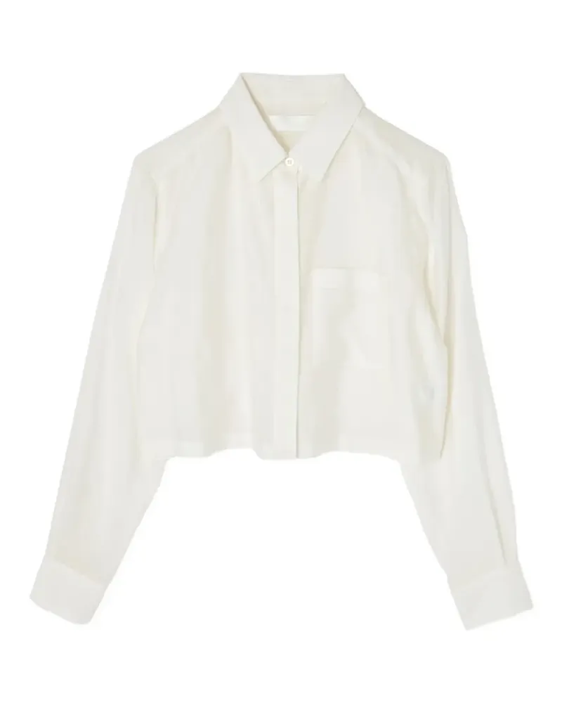 MOUSSY Cropped-Hemd mit Taschendetail - Weiß Weiß