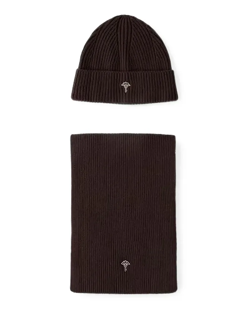 JOOP! ribbed-knit beanie hat and scarf (set of two) - Braun Braun