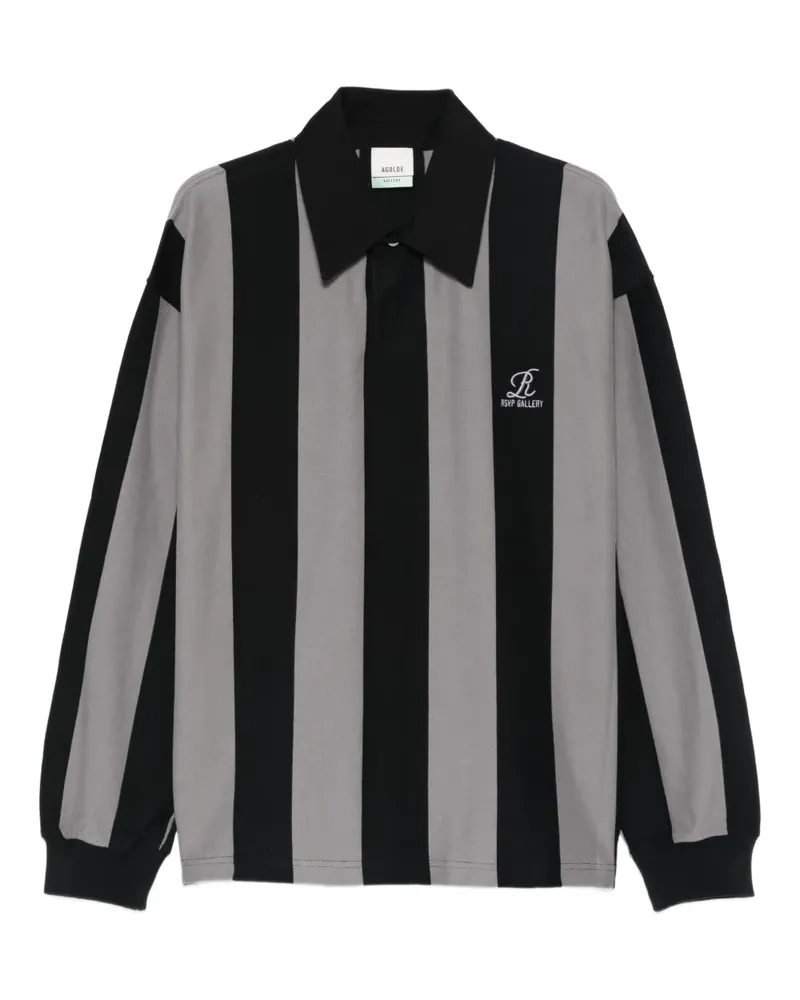 AGOLDE Poloshirt mit Längsstreifen - Grau Grau