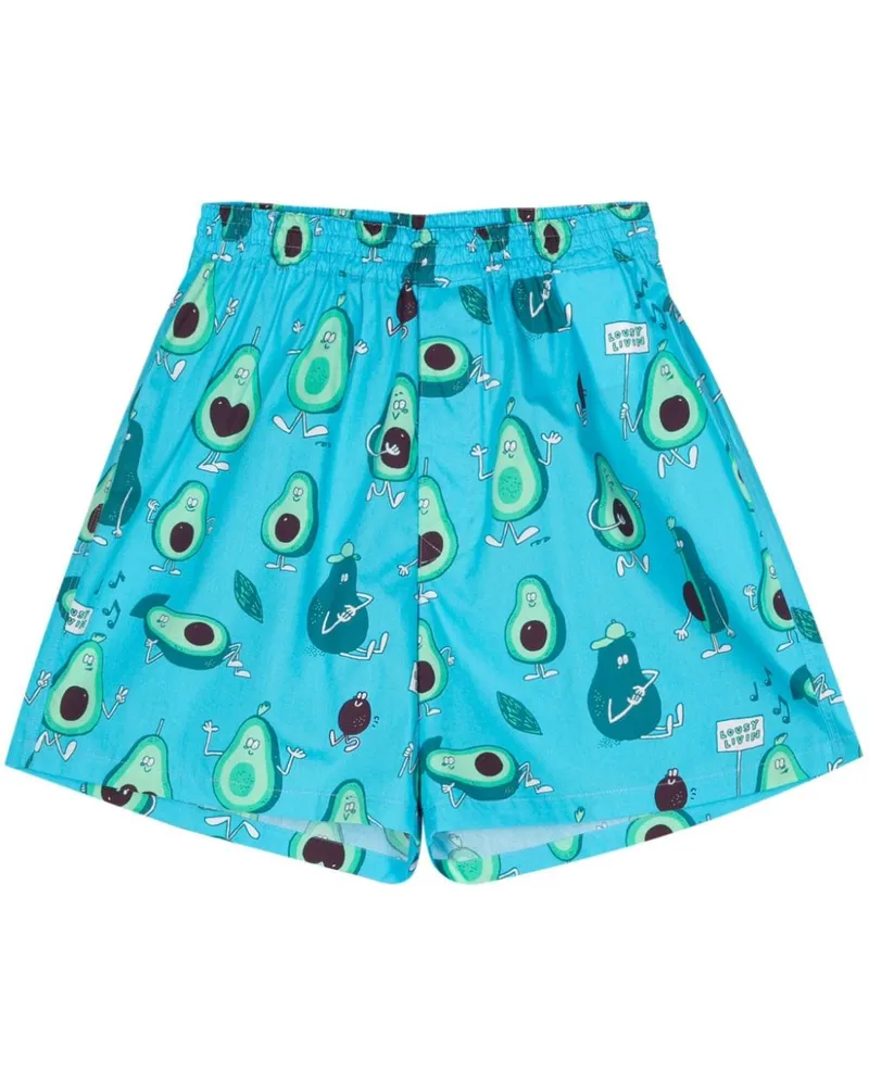 Junya Watanabe Shorts mit grafischem Print - Blau Blau