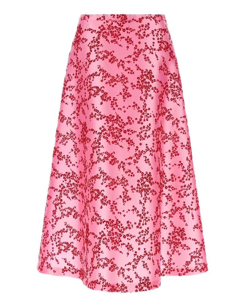 Alberta Ferretti floral-print mikado midi skirt - Rosa Rosa