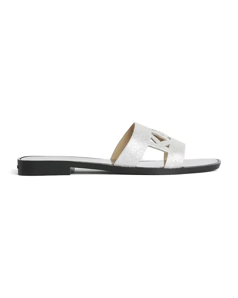 Karl Lagerfeld glitter-effect slides - Silber Silber