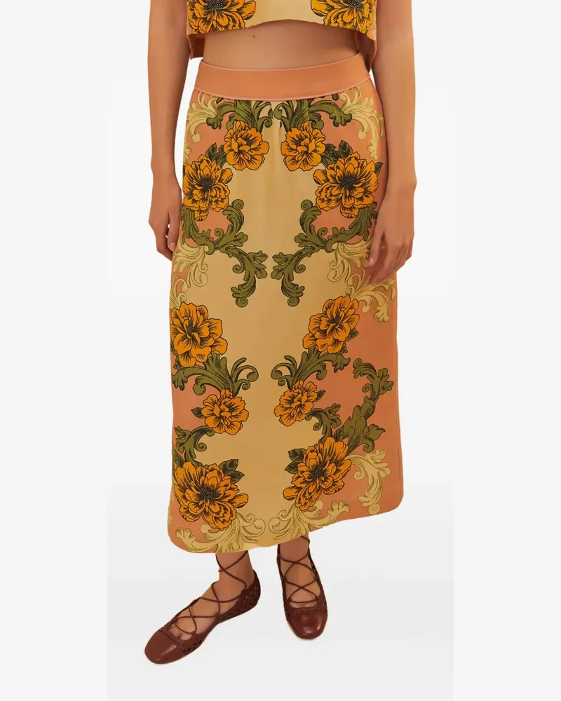 FARM Rio Midirock mit Blumen-Print - Nude Nude