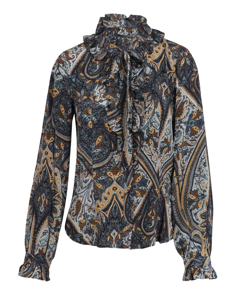 Ulla Johnson Catroux Bluse mit Paisley-Print und Rüschen - Blau Blau
