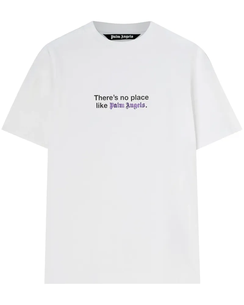 Palm Angels No Place T-Shirt mit Slogan-Print - Weiß Weiß