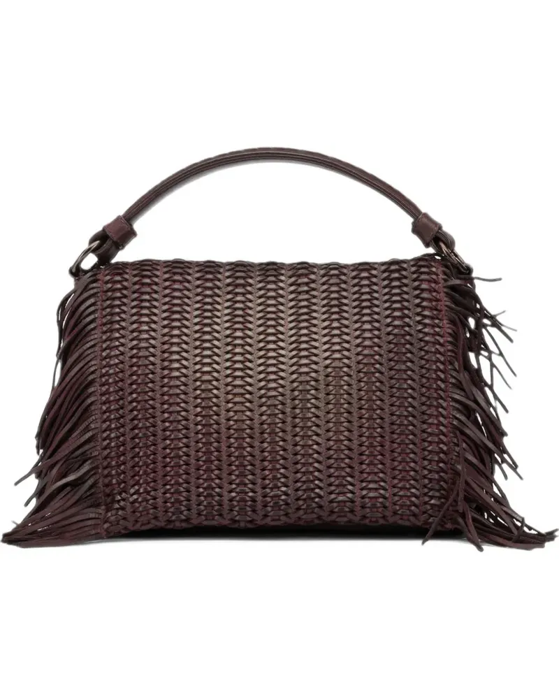 Reptile's House Elettra Tote Bag in Flechtoptik mit Fransen - Rot Rot